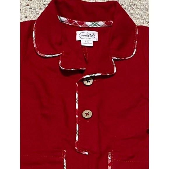 Mud Pie 1pc PJs pajamas Christmas Jammies red NWT monogram - Picture 2 of 3